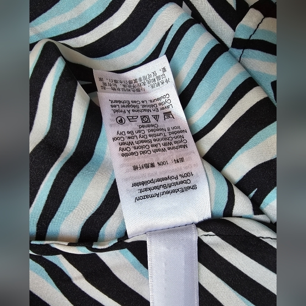 NWT DKNY Silky Sleeveless V-Neck Maxi Dress Blue White Brown Multi Stripes Sz S - Picture 12 of 12